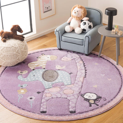 SAFAVIEH Carousel Kids Collection Accent Rug - 4' x 6', Ivory, Animal Design, Non-Shedding & Easy Care, Ideal for High Traffic Areas for Boys & Girls in Playroom, Nursery, Bedroom (CRK120A)