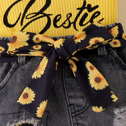 Baby Girl Clothes Newborn Romper Ruffle Sleeve Short Jeans Skirt with Headband Infant Outfits Set 0-18 Months