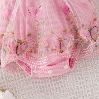 Baby Girl Clothes Newborn Summer Outfits Butterflies Embroidery Tulle Ruffle Sleeveless Infant Romper 0-18 Months
