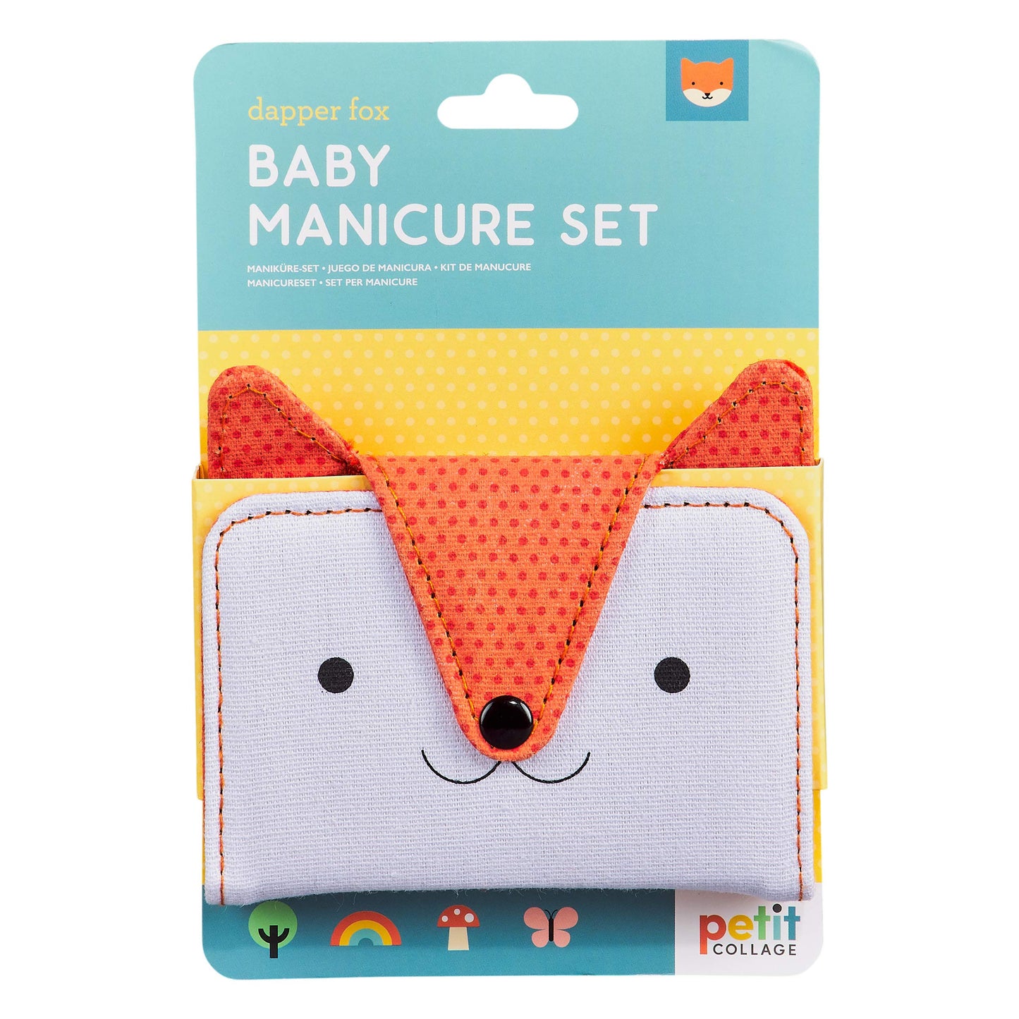 Petit Collage Baby Nail Kit – Includes Baby Nail Clippers, Scissors, and Nail File – Includes a Fox-Shaped Pouch Measures 7” x 4.5” x 0.25” – Ideal for On-The Go