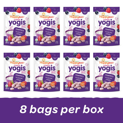 Happy Baby Organics Yogis Freeze-Dried Yogurt & Fruit Snacks, Variety Pack, 1 Ounce (Pack of 6)