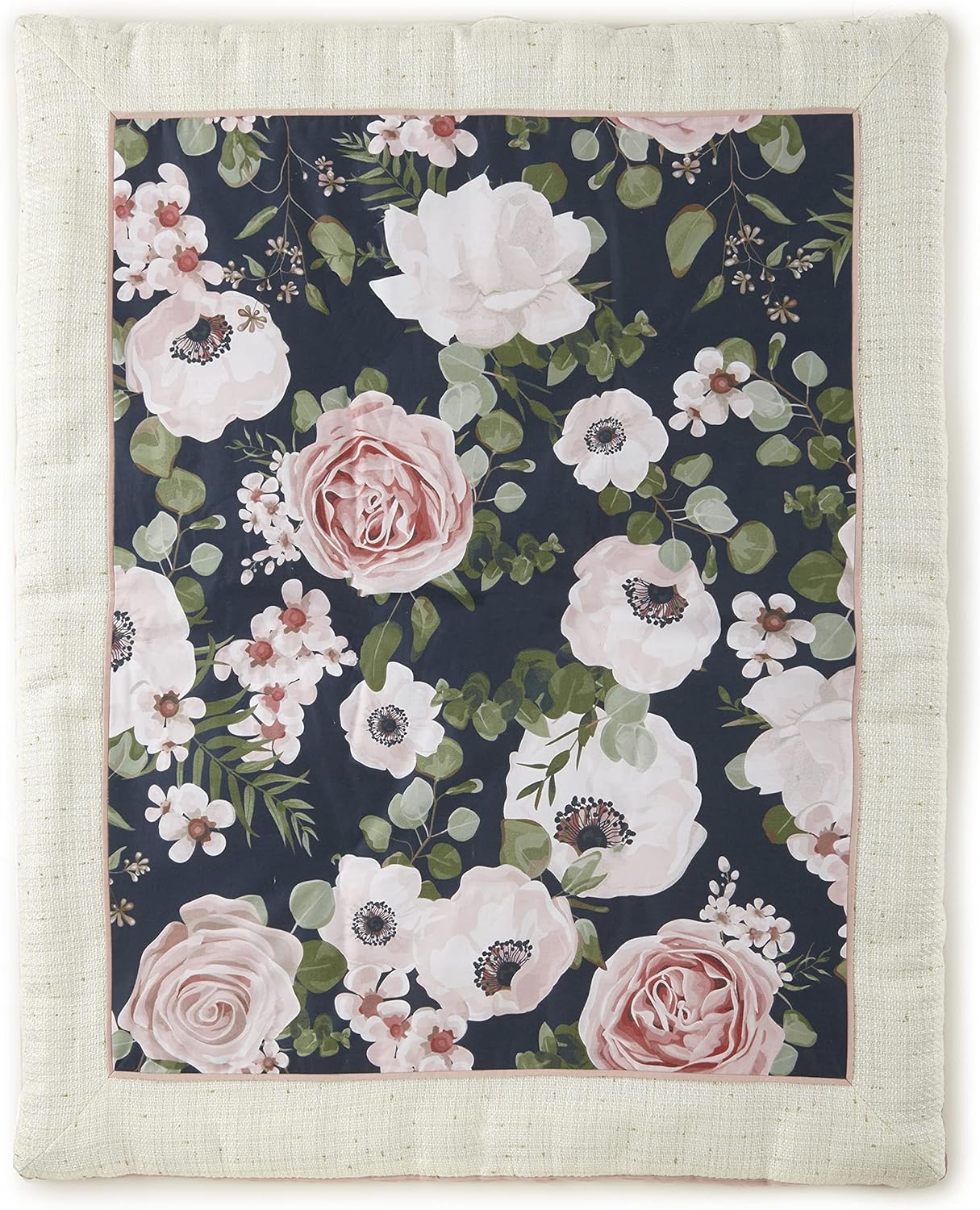 Levtex Baby - Fiori Crib Bed Set - Baby Nursery Set - Floral - Charcoal, Coral, Pink, Green, Cream - Bold Floral - 4 Piece Set Includes Quilt, One Fitted Sheet, Wall Decal & Skirt/Dust Ruffle