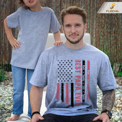 FLOCHIL Personalized Dad Shirt for Men, Custom With Kids Names, Fathers Day T Shirt, Gifts