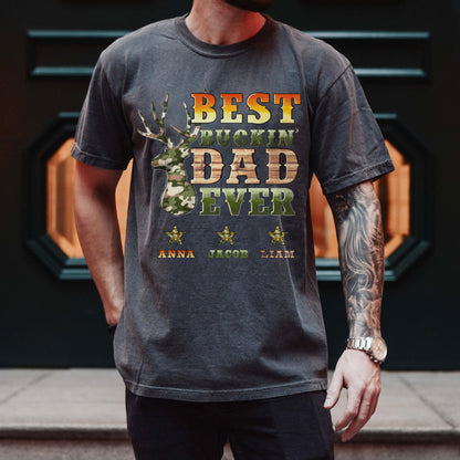 Personalized Fathers Day Shirts for Dad, Grandpa Shirt with Grandkids Names, Gifts for Dad Hunting Fishing