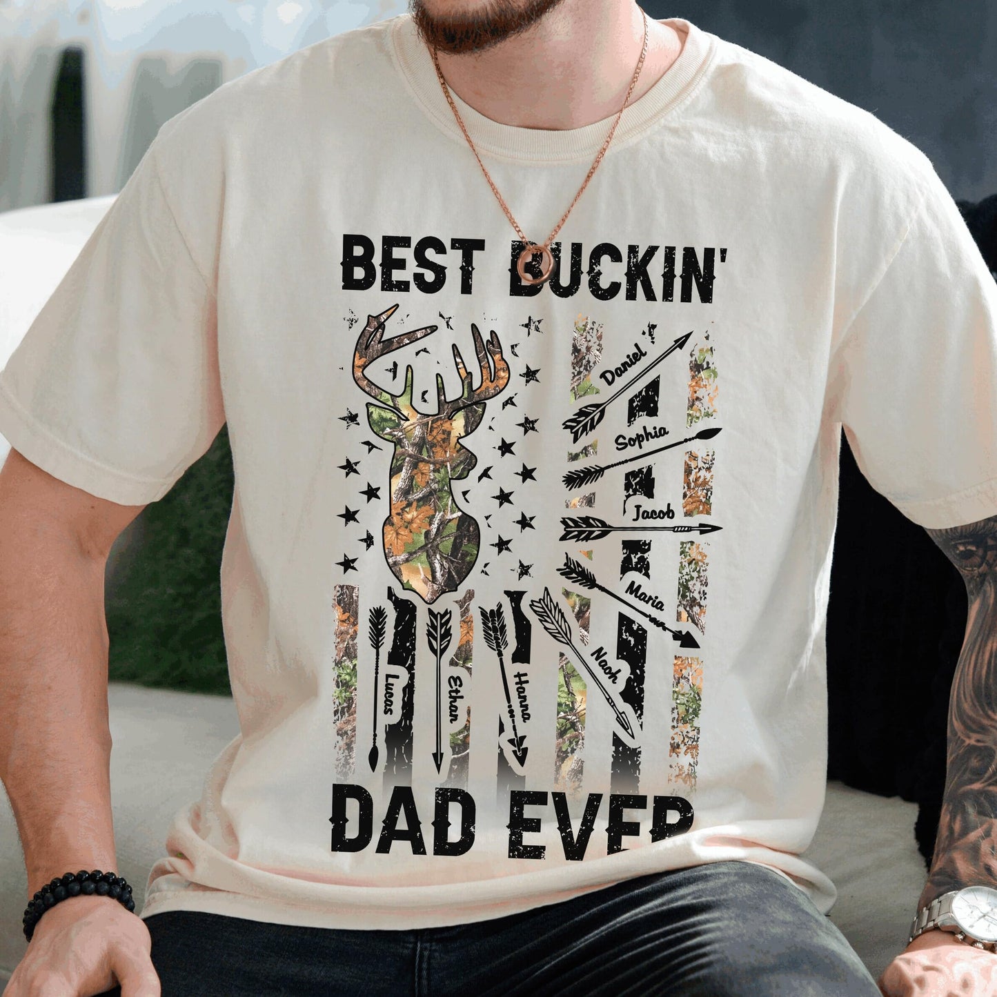 Personalized Fathers Day Shirts for Dad, Grandpa Shirt with Grandkids Names, Gifts for Dad Hunting Fishing