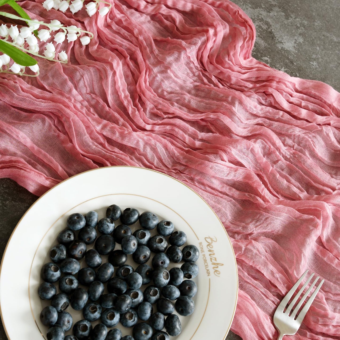 Light Pink Cheesecloth Table Runner 10ft Boho Rustic Gauze Cheese Cloth Spring Decor for Wedding Party Bridal Baby Shower Birthday Table Decorations