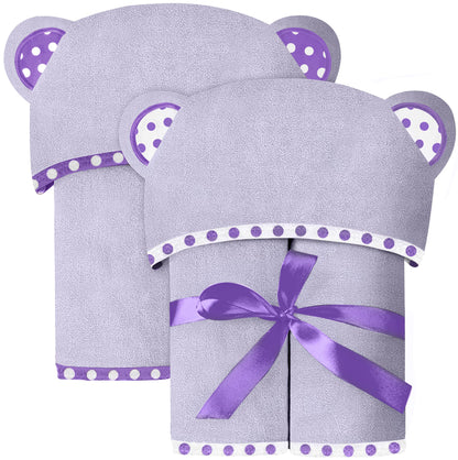 Set of 2 Hooded Baby Towels – White and Grey – Luxurious, Large and Super Absorbent – 30 x 30 Inch – Soft and Suitable for Infants, Toddlers and Kids – 400 GSM