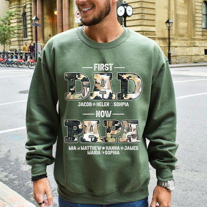 Personalized Fathers Day Shirts for Dad, Grandpa Shirt with Grandkids Names, Gifts for Dad Hunting Fishing