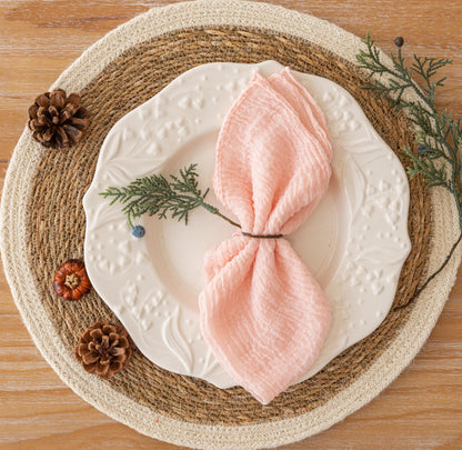 Cheesecloth Napkins 17x17 Inches Spring Cloth Handmade Washable Reusable for Mothers Day Lunch Dinner Wedding Baby Bridal Shower Party Rustic Boho Decorations Bulk Set of 6 Pink