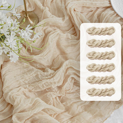 FEXIA Beige Cheesecloth Table Runner 35x120 Inches Ivory Gauze Rustic Boho Spring Easter Table Runner for Engagement Party Decorations Bridal Shower Wedding Party First Communion Centerpiece