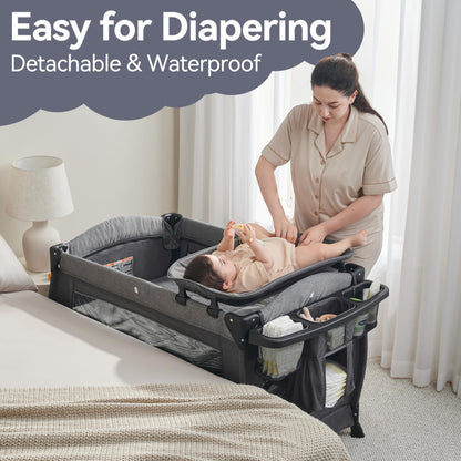 Pamo Babe Portable Playpen Foldable Playard for Baby and Toddler Mattress, Changing Table for Newborn Portable Playard