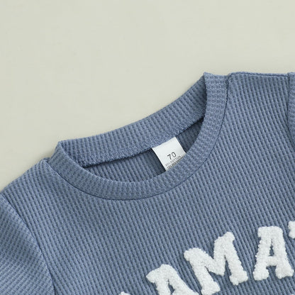 MERSARIPHY Newborn Baby Boy Summer Clothes Mama's Boy Little Dude Short Sleeve Romper Shorts Set Infant Waffle Knit Outfit
