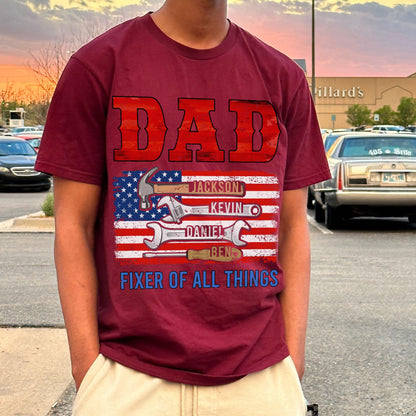 Personalized Fathers Day Shirts for Dad, Grandpa Shirt with Grandkids Names, Gifts for Dad Hunting Fishing