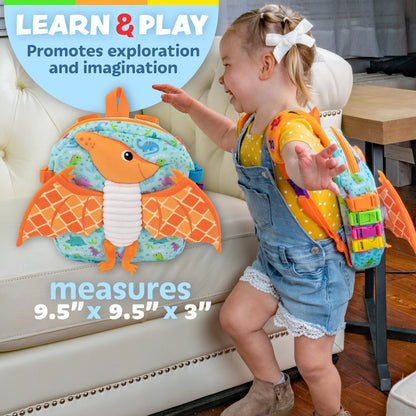 Buckle Toys Blossom Butterfly Toddler Backpack with Buckles and Toddler Learning Activities and Sensory Toys for Toddlers 1-3, Travel Essentials & Road Trip Activities for Fine Motor Skill Development
