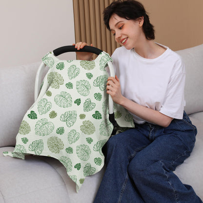 100% Muslin Cotton Car Seat Cover Baby, Carseat Canopy Cover, Universal Fit Stroller Covers for Boys and Girls (Summer Wheat)