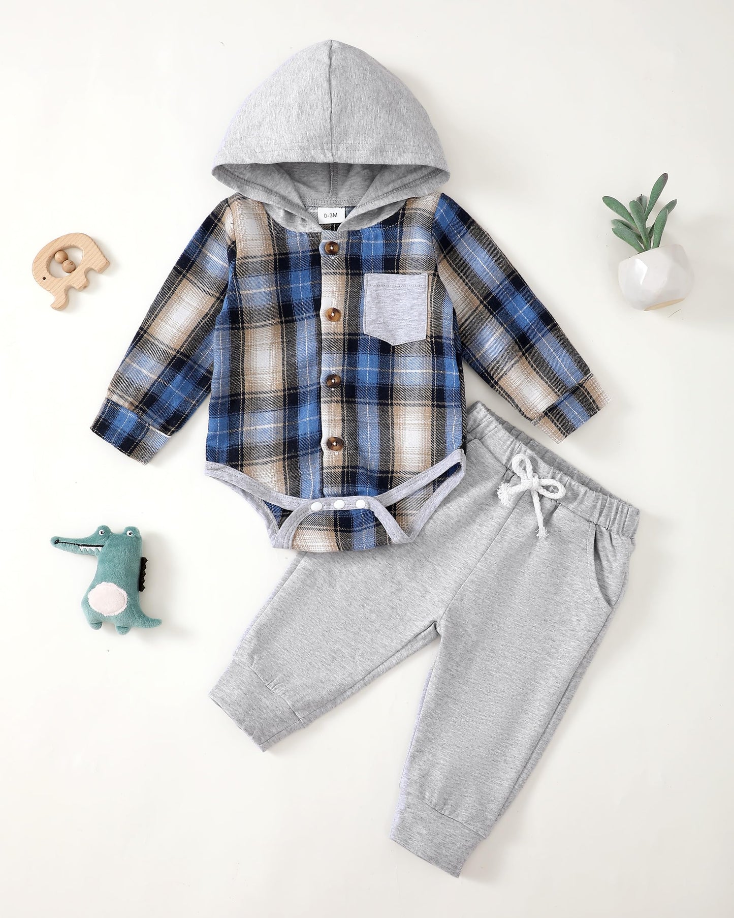 Renotemy Newborn Baby Boy Clothes Infant Boy Outfits Baby Hoodie Romper Fall Winter 0 3 6 9 12 18 Months Baby Clothes for Boy