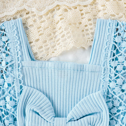 Newborn Baby Girl Lace Romper Ruffle Sleeveless Backless One Piece Jumpsuit Bodysuit with Headband Summer Clothes