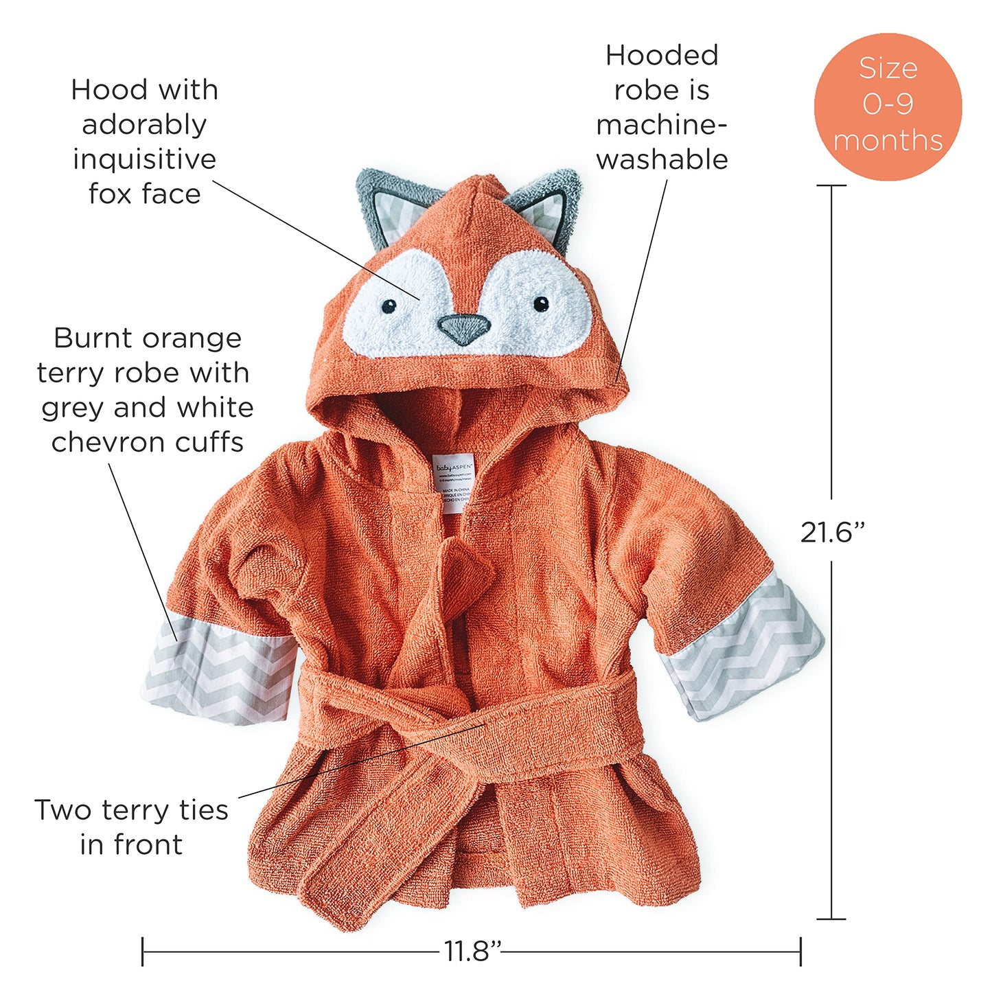 Baby Aspen "Utterly Adorable Cow Hooded Towel/Baby Robe, 0-9 Months