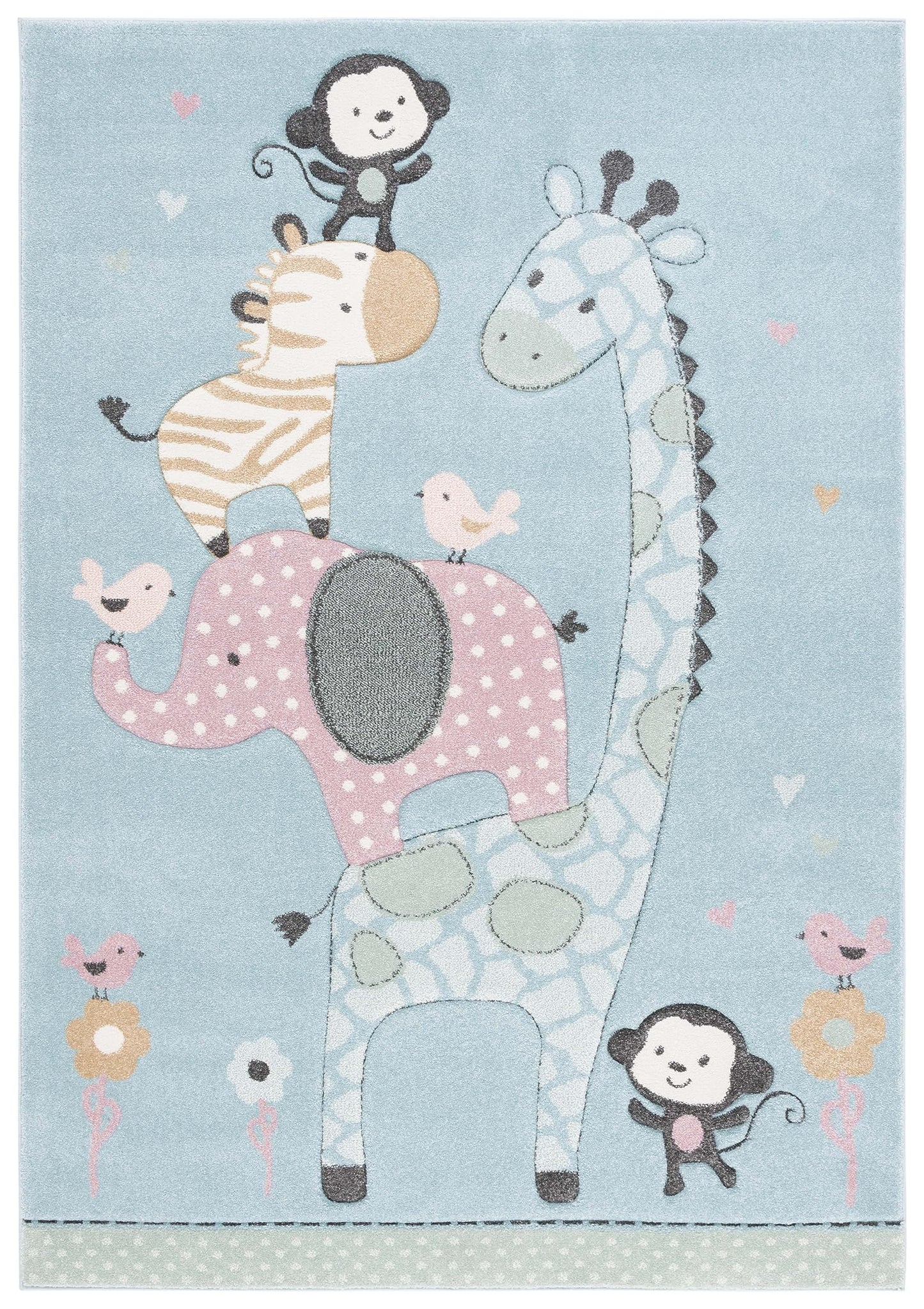 SAFAVIEH Carousel Kids Collection Accent Rug - 4' x 6', Ivory, Animal Design, Non-Shedding & Easy Care, Ideal for High Traffic Areas for Boys & Girls in Playroom, Nursery, Bedroom (CRK120A)
