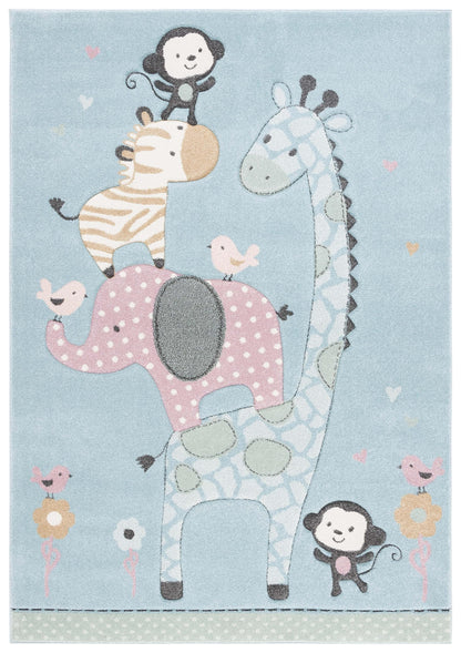 SAFAVIEH Carousel Kids Collection Accent Rug - 4' x 6', Ivory, Animal Design, Non-Shedding & Easy Care, Ideal for High Traffic Areas for Boys & Girls in Playroom, Nursery, Bedroom (CRK120A)
