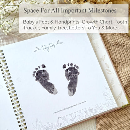 Baby Book Keepsake Boy or Girl Timeless Baby Memory Book First 5 Years for Baby Shower Gender Neutral Baby Scrapbook New Mom Gift Baby Journal from Birth to Age 5 Milestone Book Sage Green