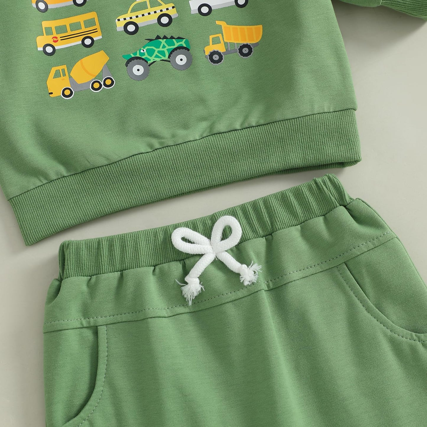 Fernvia Baby Boy Fall Winter Clothes Toddler Kids Solid Outfits Vehicle Long Sleeve Sweatshirt Tops + Joggers Pants Set