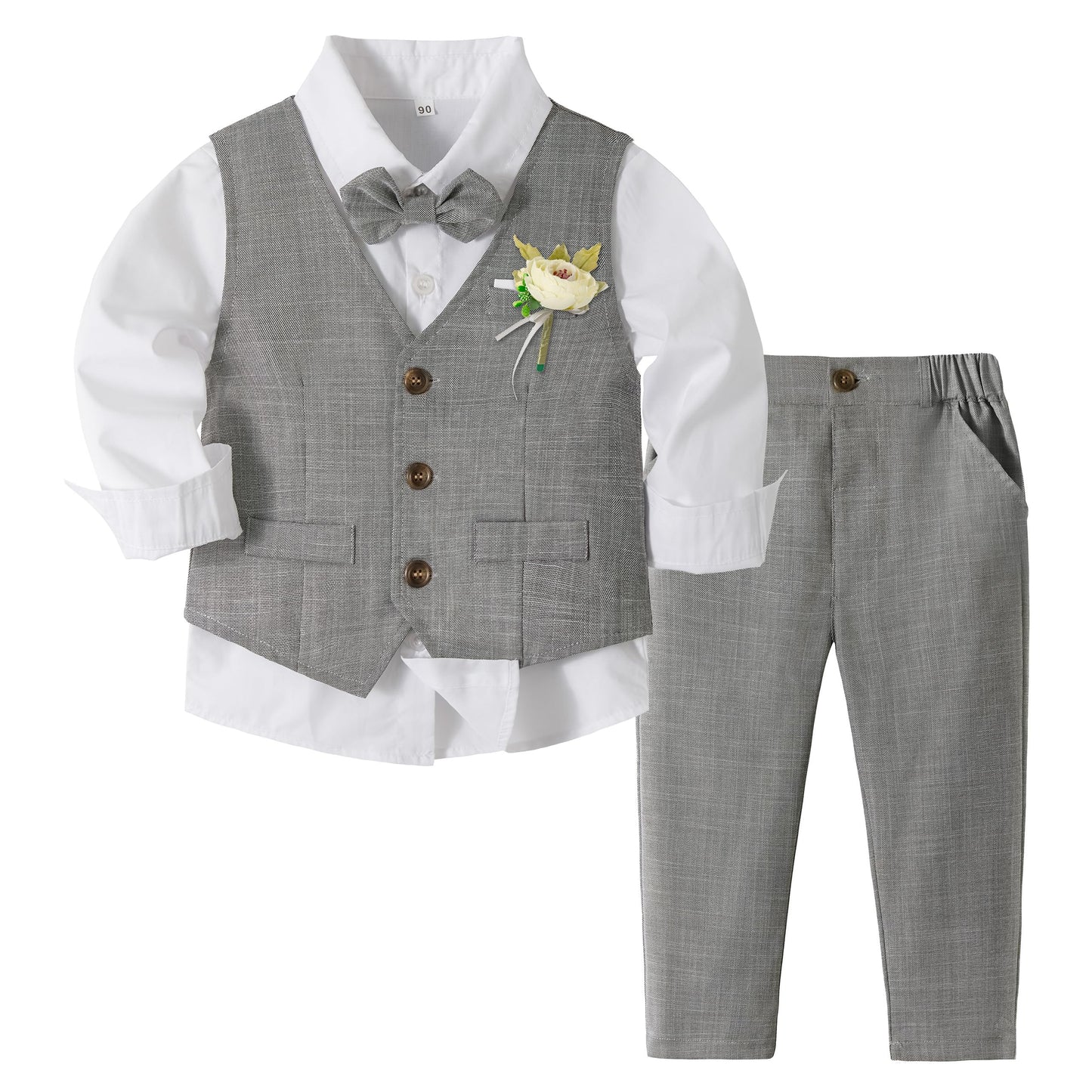 Volunboy Baby Boys Formal Wedding Ring Bearer Outfits Toddler Gentleman Bowtie Vest Guest Suits Dress Shirt Pants Set