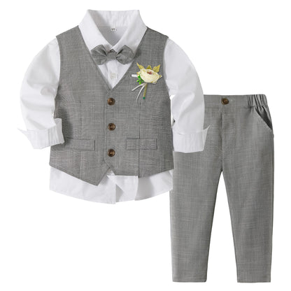 Volunboy Baby Boys Formal Wedding Ring Bearer Outfits Toddler Gentleman Bowtie Vest Guest Suits Dress Shirt Pants Set