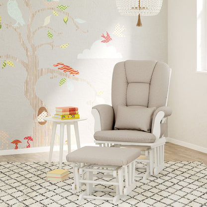 Storkcraft Tuscany Custom Glider and Ottoman with Free Lumbar Pillow (White/Slate Gray Swirl) - Cleanable Upholstered Comfort Rocking Nursery Chair with Ottoman