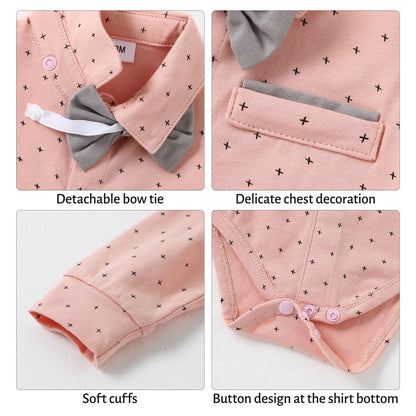 ZOEREA Baby Boy Suit 0-24M Gentleman Outfit Clothes Set Infant Long Sleeve Dress Shirt+Suspender Pants+Bowtie+Beret Hat