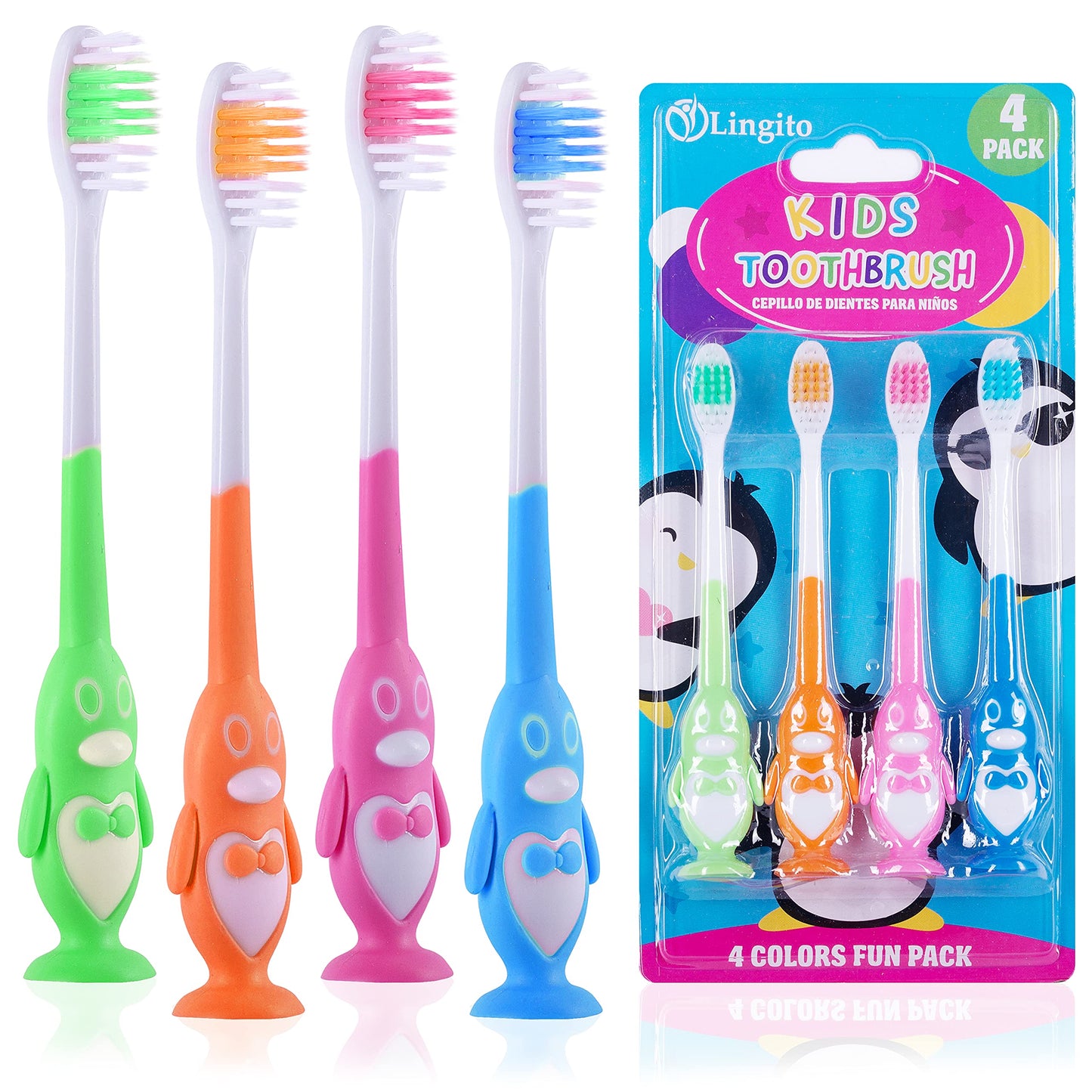 Kids' Soft Toddler Toothbrush, Gentle Bristles for Home, School, Camp, Sleepovers - Folding Handles for Tiny Hands (3 Pack)