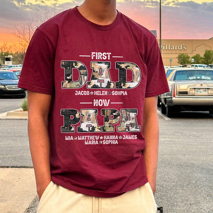 Personalized Fathers Day Shirts for Dad, Grandpa Shirt with Grandkids Names, Gifts for Dad Hunting Fishing