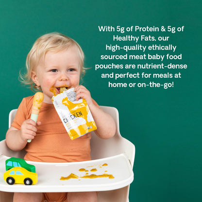 Serenity Kids 6+ Months Baby Food Pouches - Puree with Ethically Sourced Meat & Organic Veggies - 3.5 Ounce BPA-Free Pouch - Variety Pack, 8 Count - Baby Food Meat