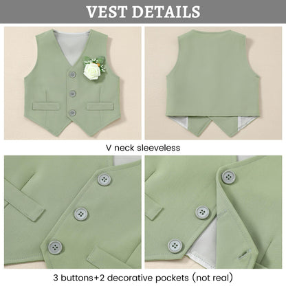 SANMIO Baby Boy Clothes Suits Infant Gentleman Outfit Collared Dress Shirt+Vest+Tie+Corsage+Pants 5Pcs Baby Suit Sets