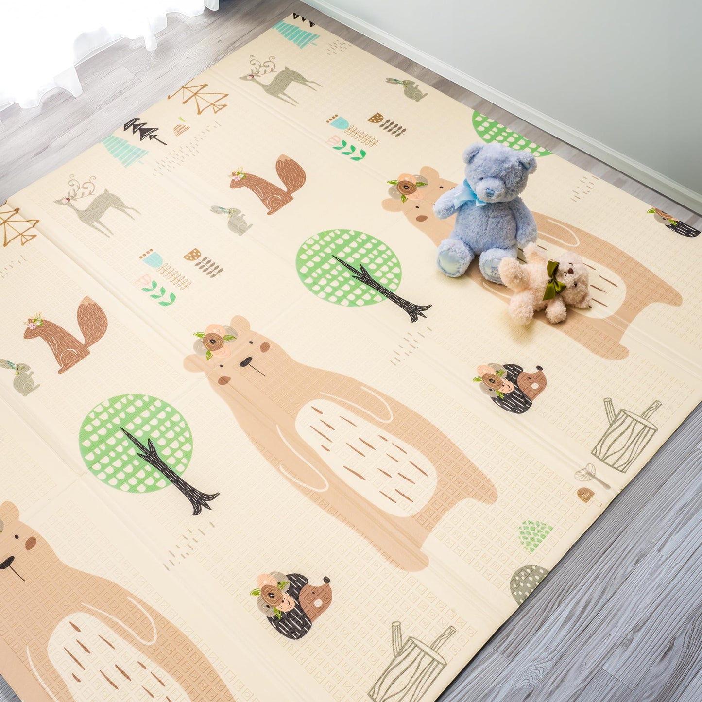 Sorbus Foldable Baby Play Mat, Kids Foam Mats for Floor with Travel Bag - Waterproof Foldable Play Mats for Babies, Infants, Toddlers, and Kids Playtime & Tummy Time 78x70x0.4 (Safari Party)
