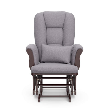 Storkcraft Tuscany Custom Glider and Ottoman with Free Lumbar Pillow (White/Slate Gray Swirl) - Cleanable Upholstered Comfort Rocking Nursery Chair with Ottoman