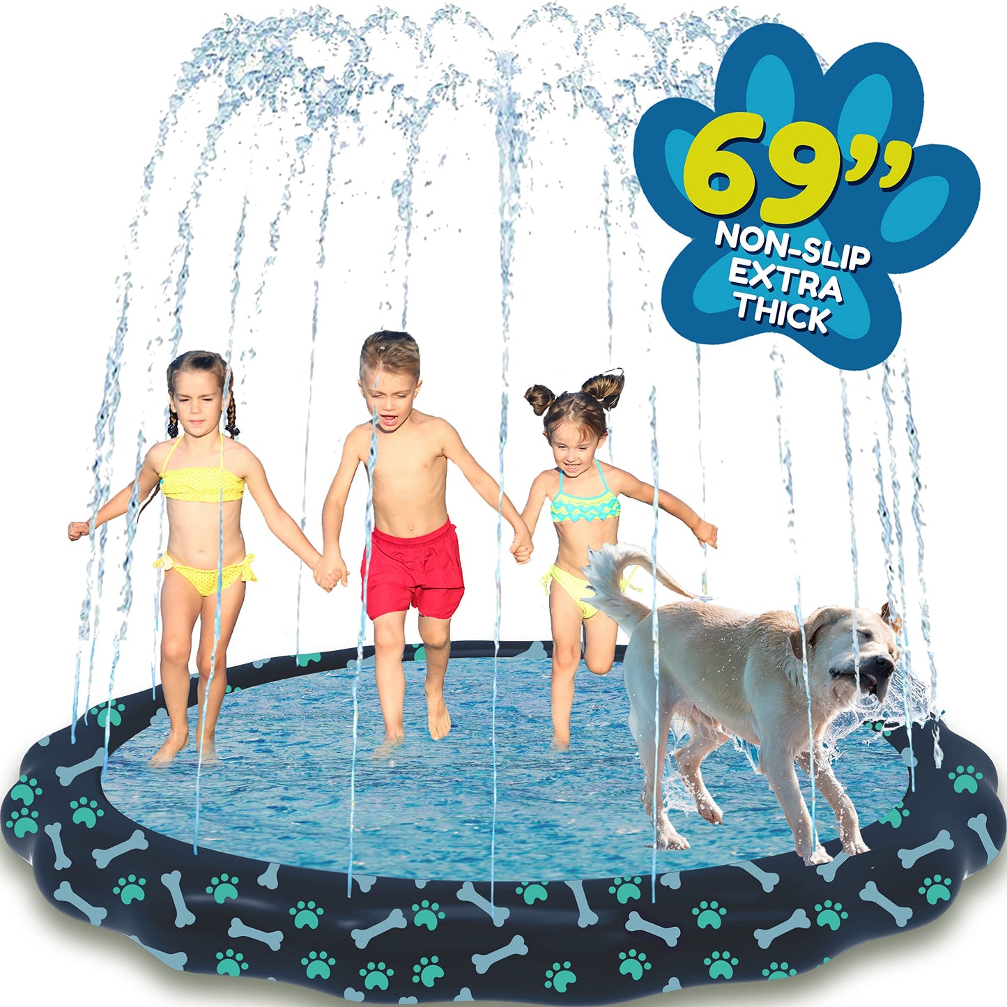 SplashEZ 3-in-1 Splash Pad, Sprinkler for Kids & Baby Pool for Learning – Toddler Sprinkler Pool, 60’’ Outside Water Toys – “from A to Z” Outdoor Play Mat for Babies & Toddlers