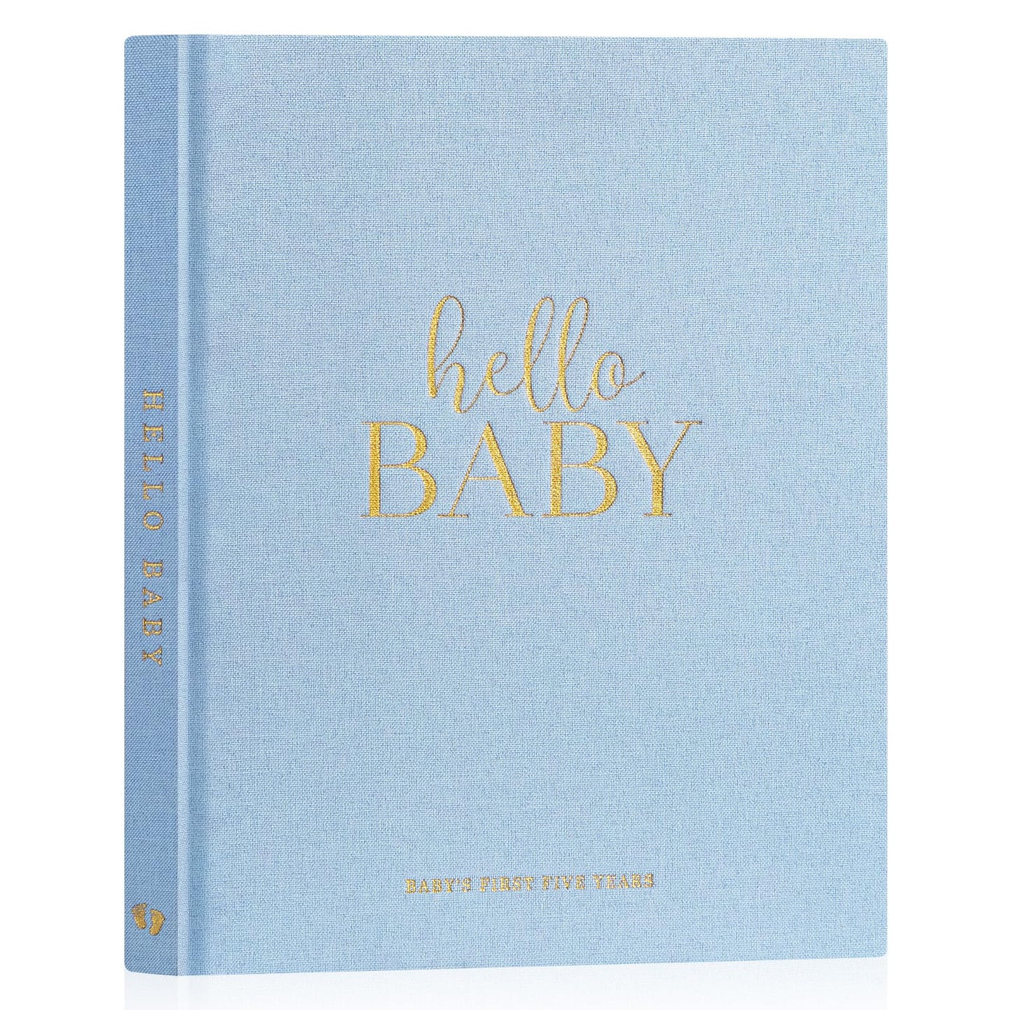 Lanpn Hello Baby First 5 Year Memory Book for Boy Girl - Linen Hardcover Baby Book Keepsake for New Parents - Newborn Baby Journal Scrapbook Photo Album Baby Milestone Book (Beige, 154 Pages)