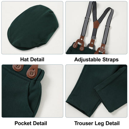 YUEMION Baby Boy Clothes Wedding Outfit Suits, 0-18 Months Infant Boy Gentleman Set, Dress Shirt+Vest+Suspender Pants+Bowtie