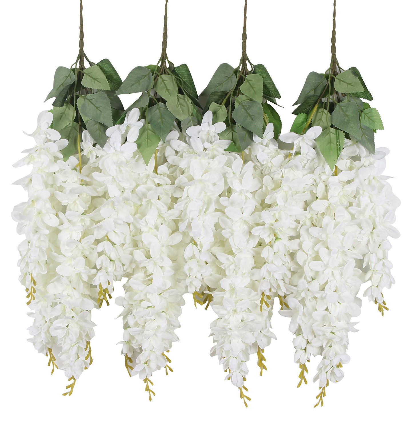 Duovlo Silk Wisteria Flower Artificial 2.13 Feet Hanging Wisteria Vine Fake Flower Bush String Home Party Wedding Decoration,Pack of 4 (Pink)