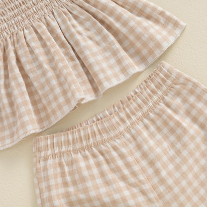 VISGOGO Infant Baby Toddler Girls Clothes Solid Color Sleeveless Camisole Linen Pants Set Baby Summer Outfits