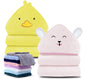 Cute Castle 2 Pack Hooded Baby Towel Rayon Made from Bamboo and 8 Washcloths - Lovely Elephant, Happy Bird
