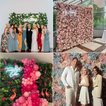Artificial Luxury‌ Flower Wall Panels, Gorgeous 3D Silk Floral Backdrop for Wedding, Baby Show, Party and Home Decor, Quick Assembly/Storage, Eco ＆ Pet Friendly, 2 pcs, Each Panel 2*8 ft.