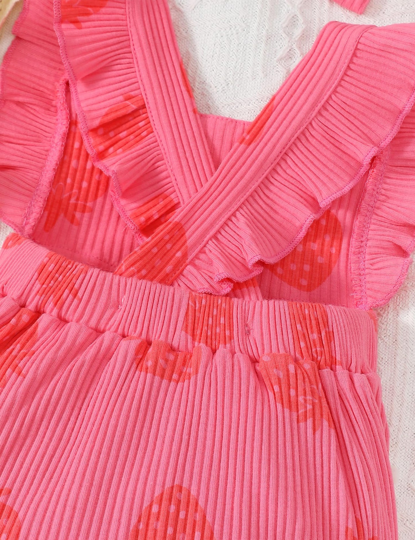Fullfamous Baby Girl Ruffled Jumpsuit and Headband Set