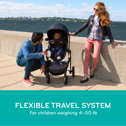 Evenflo Pivot Modular Travel System with LiteMax Infant Car Seat with Anti-Rebound Bar (Desert Tan)