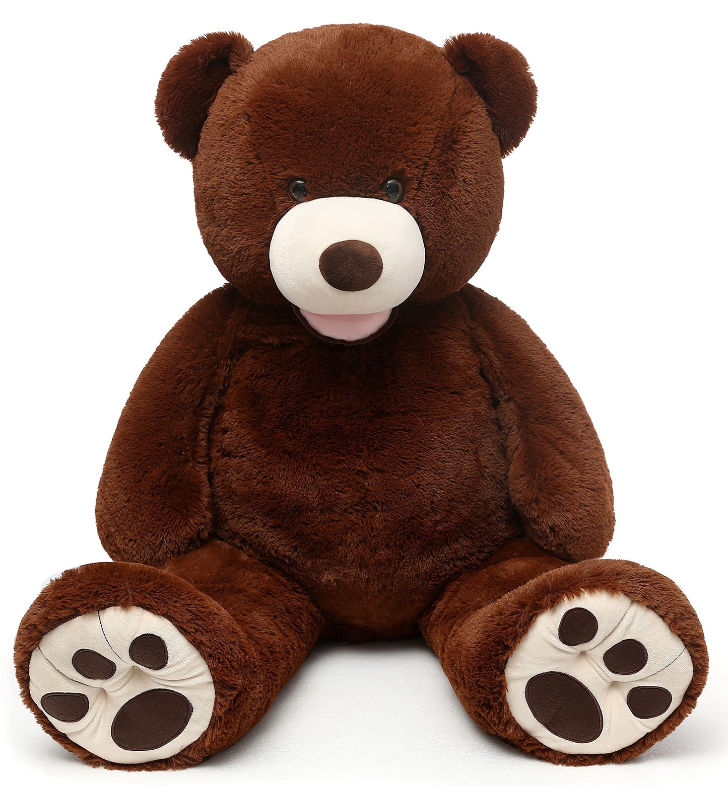 MorisMos Smile Giant Teddy Bear, 51inch Large Stuffed Bears with Big Footprints, Big Stuffed Animals Cuddly Plush Gifts for Girlfriends, Boyfriend, Dark Brown