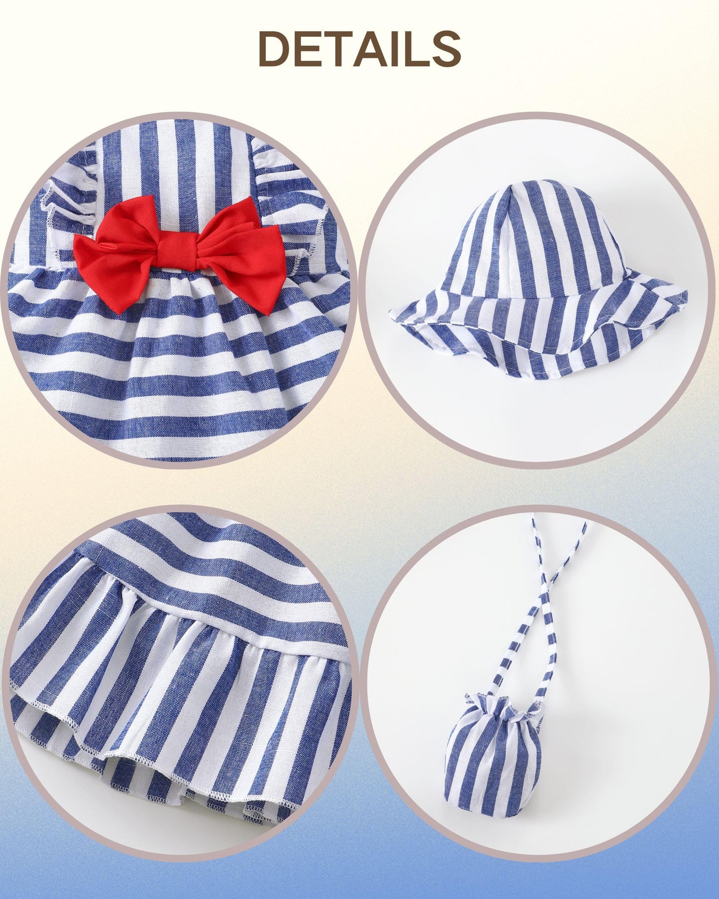 Renotemy Newborn Infant Baby Girl Dresses Summer Outfits Boho Casual Sundress Gifts Toddler Clothes for Girl with Hat and Bag