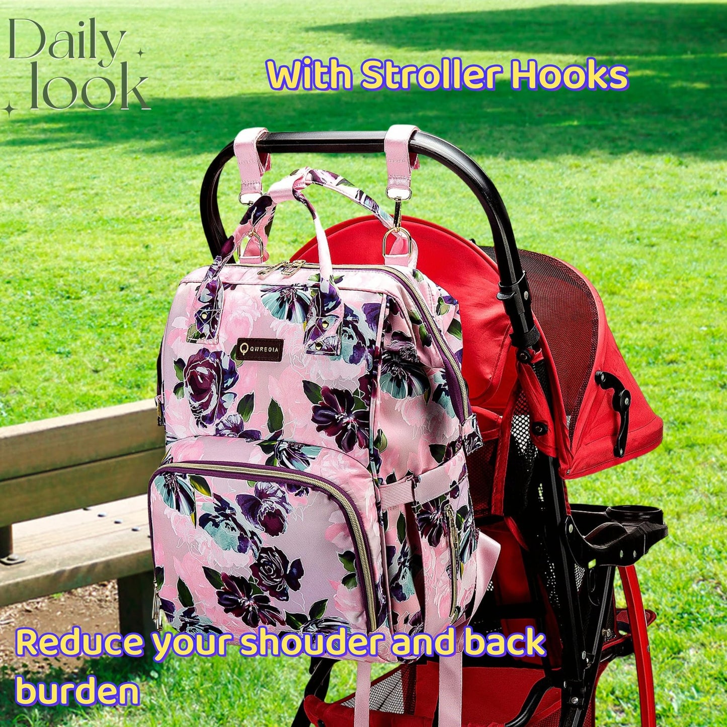 Diaper Bag Backpack for Dad and Mom with USB Charging Port Stroller Straps and Insulated Pocket,army military Travel Nappy Backpack for Daddy/Mommy (Black)