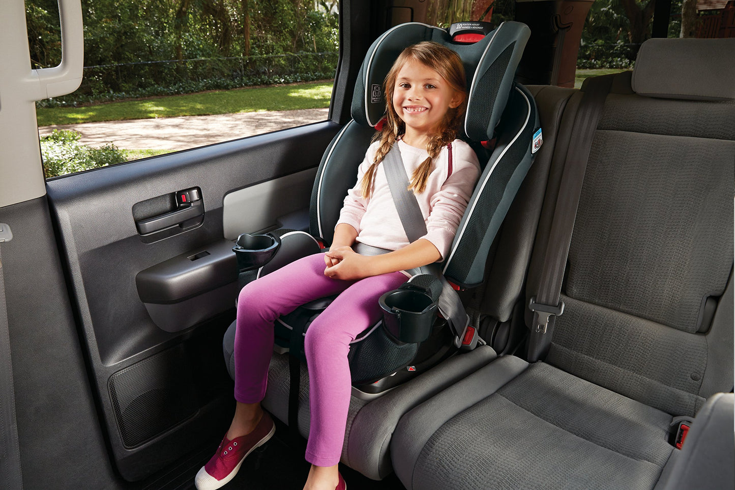 Graco SlimFit 3-in-1 Convertible Car Seat, Space Saving Design, Forward & Rear-Facing, Highback Booster Option – Purple