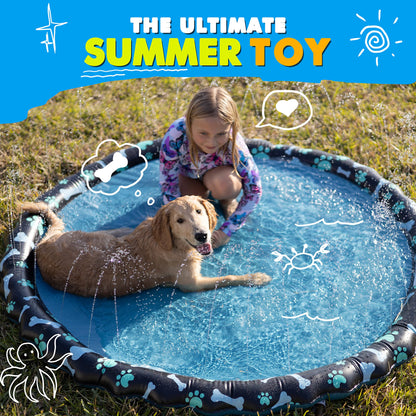 SplashEZ 3-in-1 Splash Pad, Sprinkler for Kids & Baby Pool for Learning – Toddler Sprinkler Pool, 60’’ Outside Water Toys – “from A to Z” Outdoor Play Mat for Babies & Toddlers